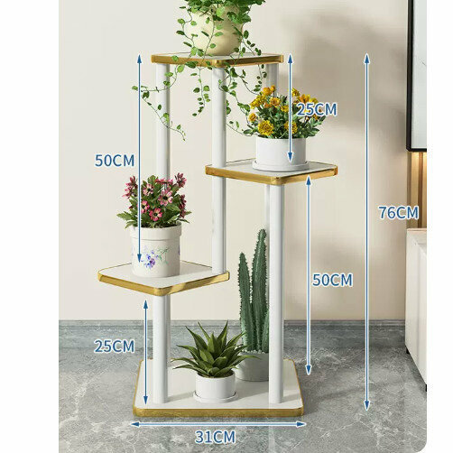 New wooden floor-standing flower stand ([Zhengshengshang] 4 layers - white)