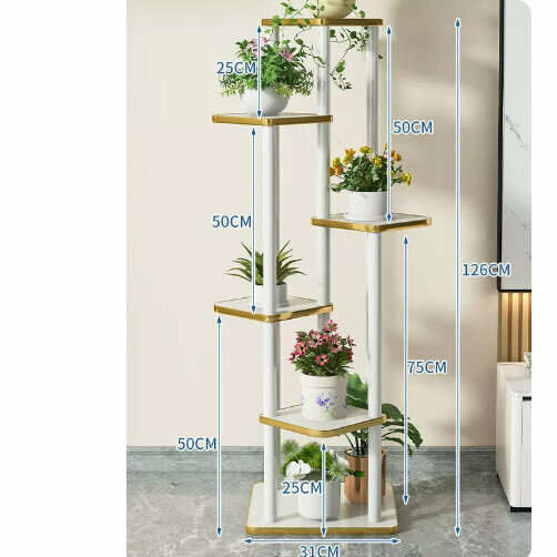 New wooden floor-standing flower stand ([Zhengshengshang] 6 layers-white)