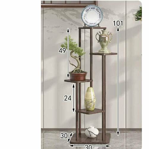 New wooden floor-standing flower stand (Yashi No. 1 [walnut color] 5 layers)