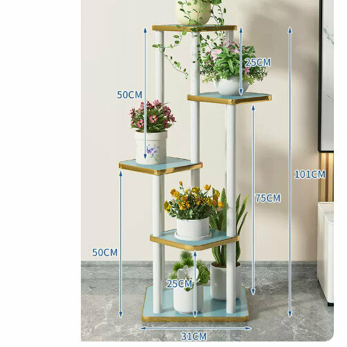 New wooden floor-standing flower stand ([Zhengshengshang] 5 layers - blue)