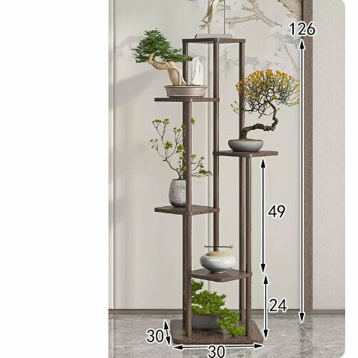 New wooden floor-standing flower stand (Yashi No. 1 [walnut color] 6 layers)