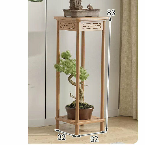 New wooden floor-standing flower stand (wooden carved flower stand [original color] [large size])