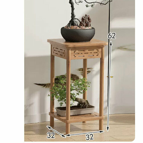 New wooden floor-standing flower stand (wooden carved flower stand [original color] [small size])