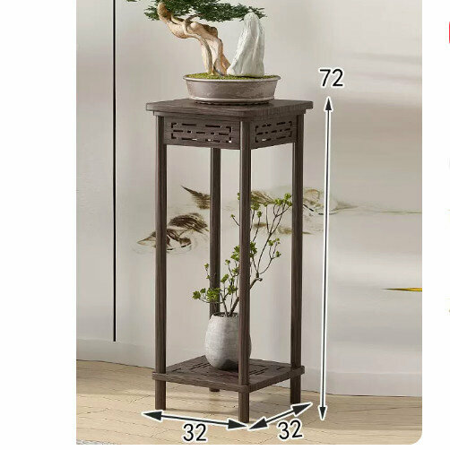 New wooden floor-standing flower stand (wooden carved flower stand [walnut color] [medium size])