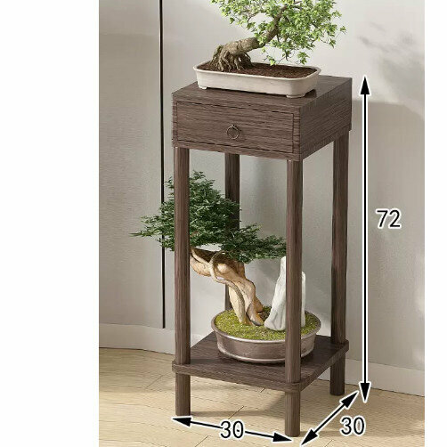New wooden floor-standing flower stand (wooden top flower stand [walnut color] [medium size])