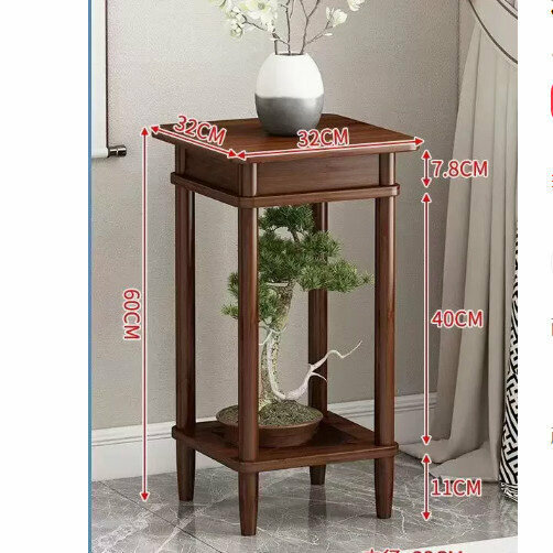 New wooden floor-standing flower stand (wooden flower stand [walnut color] [medium size])