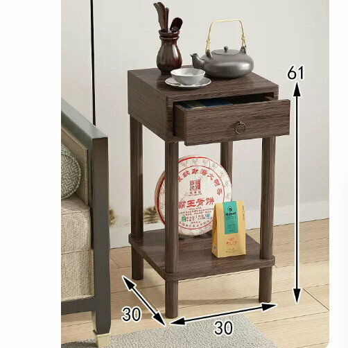 New wooden floor-standing flower stand (Chinese-style flower table with drawers [walnut color] [small size])