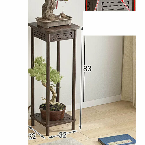 New wooden floor-standing flower stand ([double carving] flower stand [walnut color] [large size])