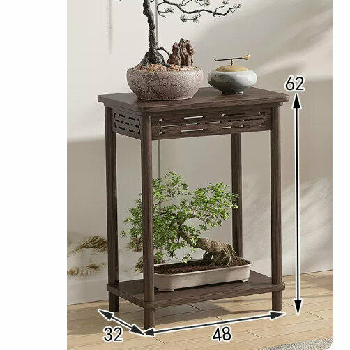 New wooden floor-standing flower stand (antique carving [walnut color] [extended trumpet])