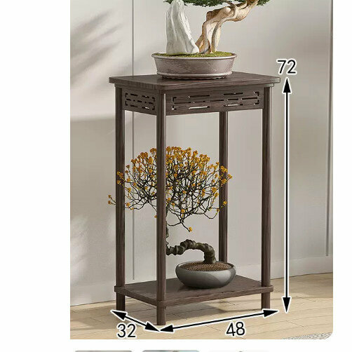 New wooden floor-standing flower stand (antique carving [walnut color] [extended medium size])