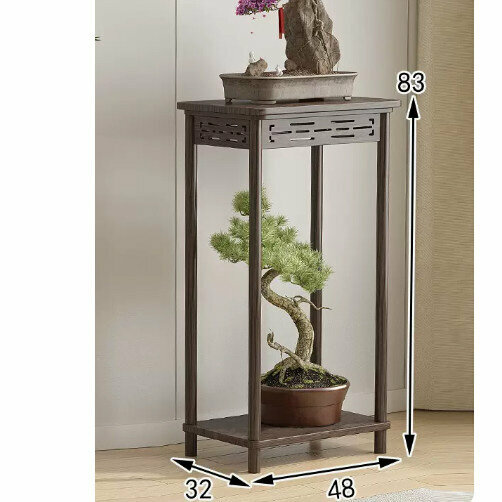 New wooden floor-standing flower stand (antique carving [walnut color] [extended size])