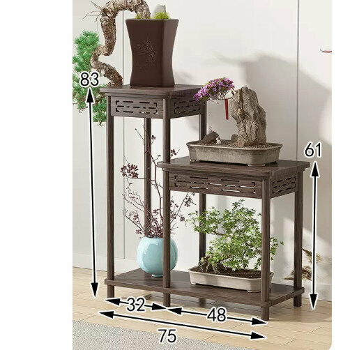 New wooden floor-standing flower stand (antique carved flower stand [walnut color] [high and low styles])