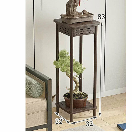 New wooden floor-standing flower stand (wooden carved flower stand [walnut color] [large size])
