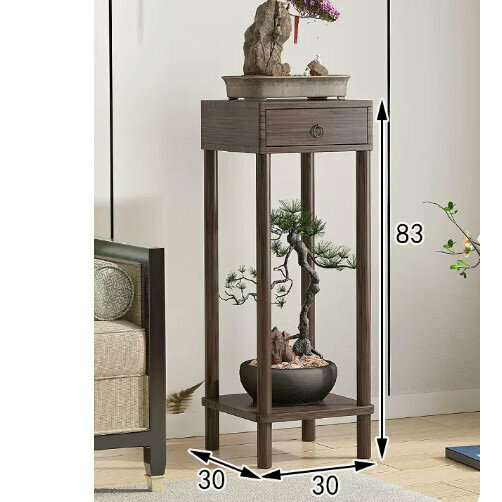 New wooden floor-standing flower stand (wooden top flower stand [walnut color] [large size])