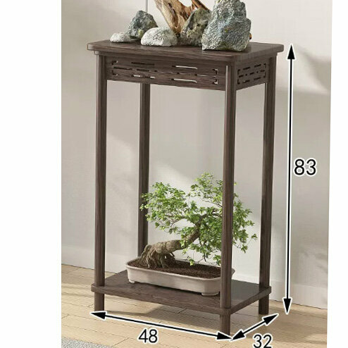 New wooden floor-standing flower stand (wooden carved flower stand [walnut color] [extended size])