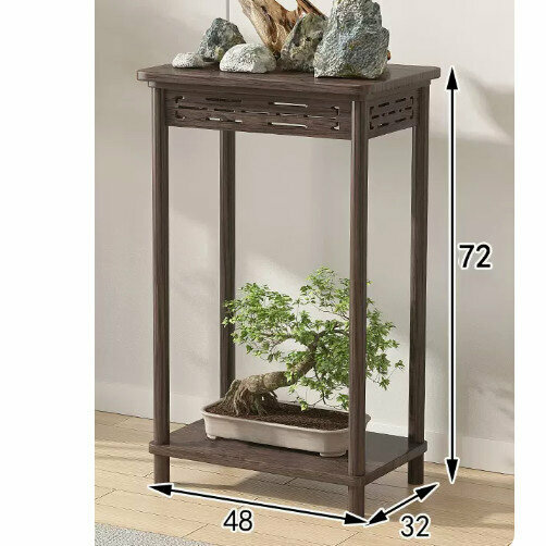 New wooden floor-standing flower stand (wooden carved flower stand [walnut color] [extended medium size])