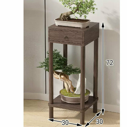 New wooden floor-standing flower stand (wooden top flower stand [walnut color] [medium size])
