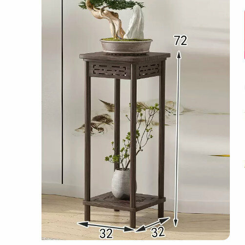 New wooden floor-standing flower stand (wooden carved flower stand [walnut color] [medium size])