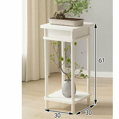 New wooden floor-standing flower stand (retro flower table [white] (medium size))