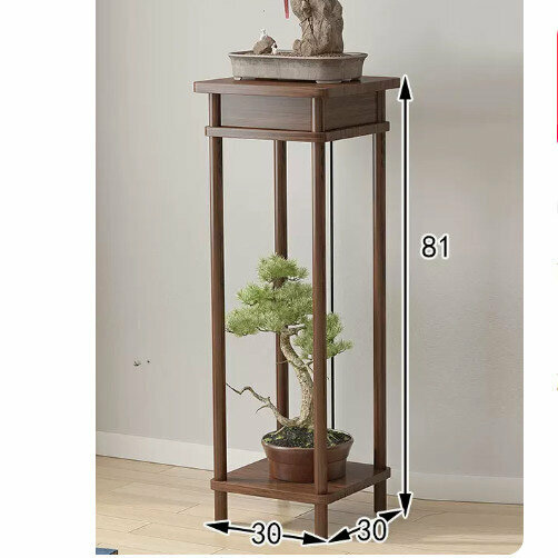 New wooden floor-standing flower stand (retro flower table [walnut color] (large size))