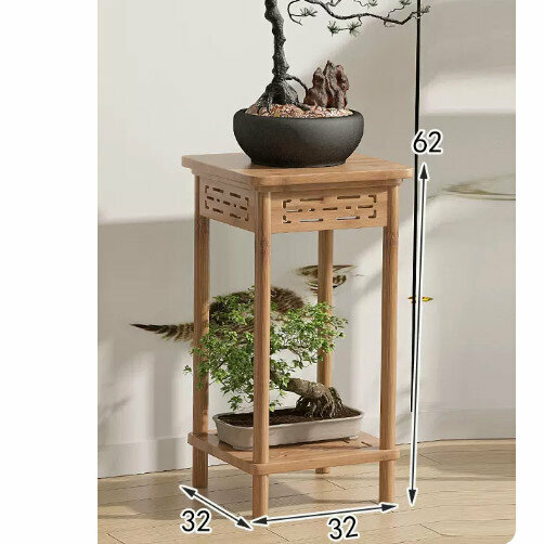 New wooden floor-standing flower stand (wooden carved flower stand [original color] [small size])