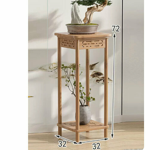 New wooden floor-standing flower stand (wooden carved flower stand [original color] [medium size])