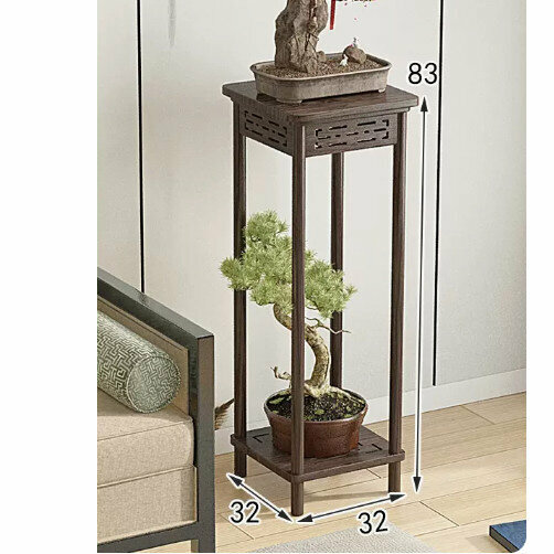 New wooden floor-standing flower stand (wooden carved flower stand [walnut color] [large size])