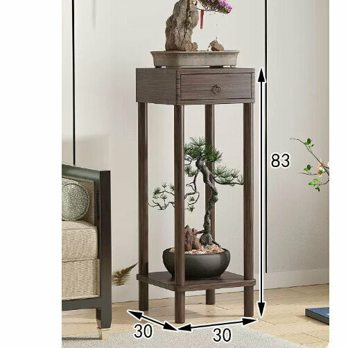 Hot selling wooden floor-standing flower stand (wooden top flower stand [walnut color] [large size])