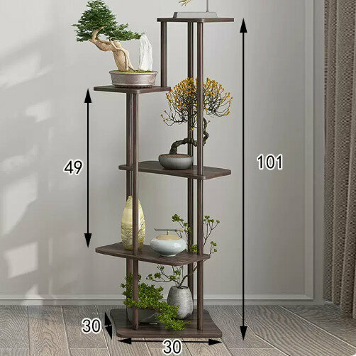 Hot selling wooden floor-standing flower stand (Zhongyun No. 3 walnut color 5 layers)