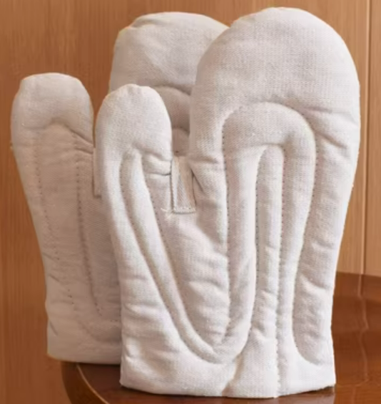 Hot selling 2 anti-scalding, wear-resistant and heat-insulating thickened gloves (white) (size: 27CM *15CM)