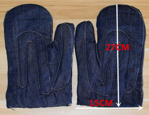 Hot sale 2 anti-scalding, wear-resistant and heat-insulating thickened gloves (blue and black) (size: 27CM *15CM)