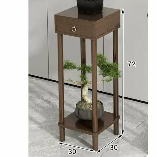 Hot selling wooden floor-standing flower stand (Chinese style flower table with drawers [walnut color] (medium size))