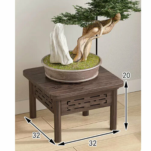 Hot selling wooden floor-standing flower stand (wooden carved flower stand [walnut color] [height 20cm])