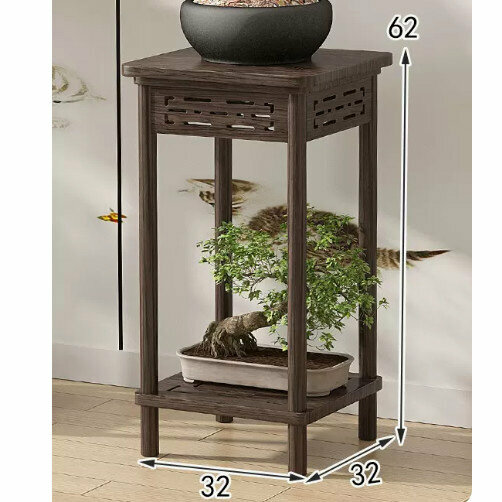 Hot selling wooden floor-standing flower stand (wooden carved flower stand [walnut color] [small size])
