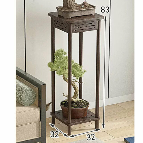 Hot selling wooden floor-standing flower stand (wooden carved flower stand [walnut color] [large size])