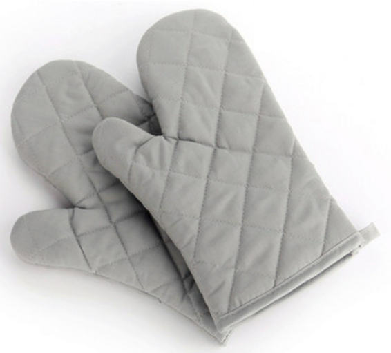 Hot selling 2 cotton thickened anti-scald gloves (grey) (size: 27CM*16CM)
