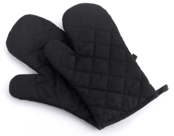 Hot selling 2 cotton thickened anti-scald gloves (black) (size: 27CM*16CM)