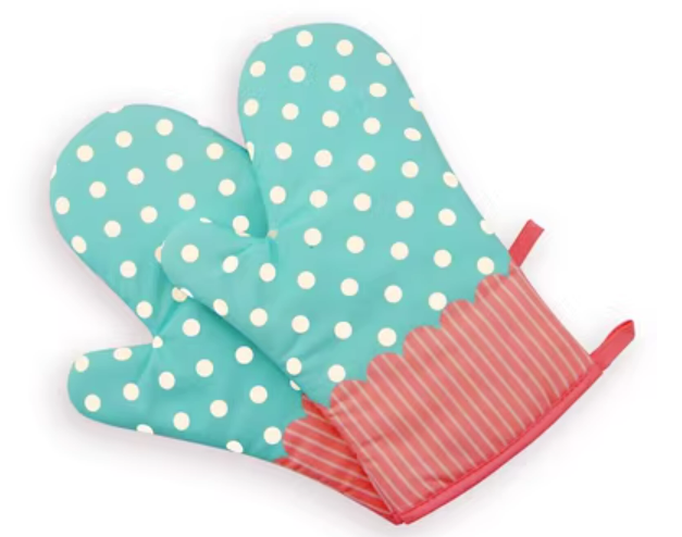 Hot sale 2 cotton thickened anti-scald gloves (candy blue) (size: 27CM*16CM)