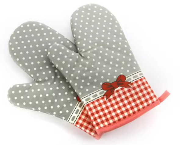 Hot selling 2 pieces of cotton thickened anti-scald gloves (bow tie) (size: 27CM*16CM)
