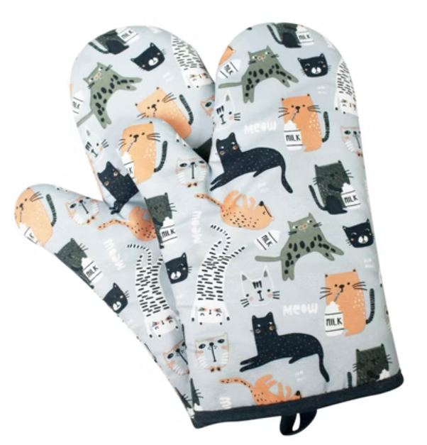 Hot selling 2 cotton thickened anti-scald gloves (Lazy Cat) (size: 27CM*16CM)
