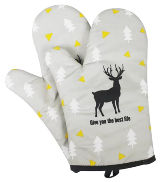 Hot selling 2 cotton thickened anti-scald gloves (Nordic deer) (size: 27CM*16CM)