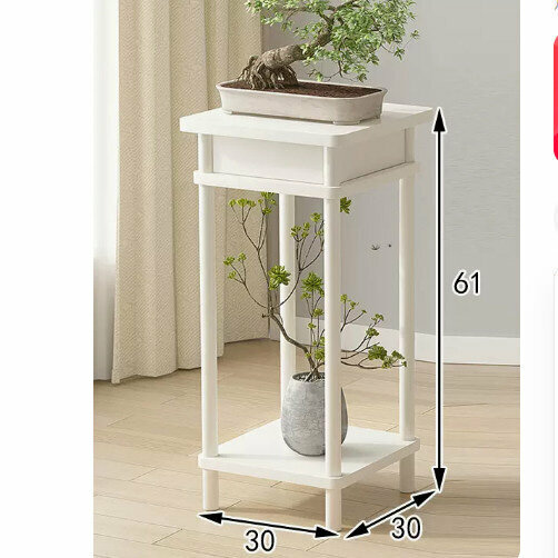 Hot selling wooden floor-standing flower stand (retro flower table [white] (medium size))