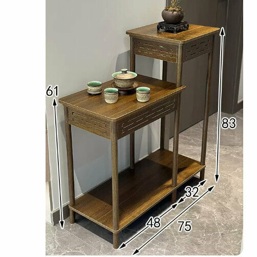 Hot selling wooden floor-standing flower stand (antique carved high and low styles)