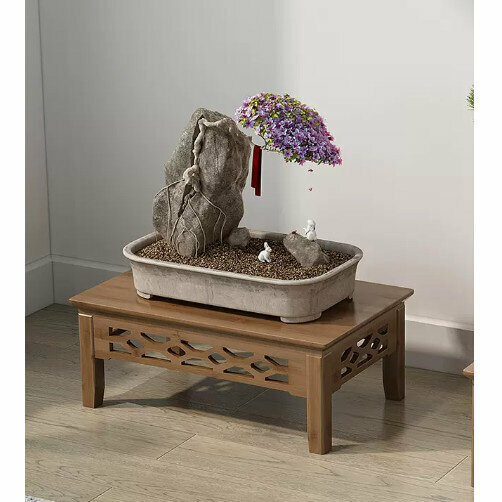 Hot selling wooden floor-standing flower stand ([pure bamboo] exquisitely carved flower stand [48x30] small size)