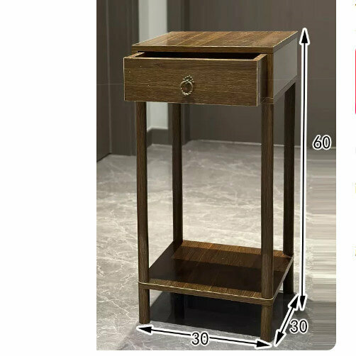 Hot selling wooden floor-standing flower stand (Chinese style flower table with drawers [walnut color] [small size])
