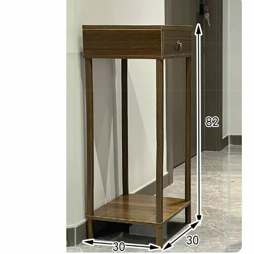 Hot selling wooden floor-standing flower stand (Chinese style flower table with drawers [walnut color] [large size])