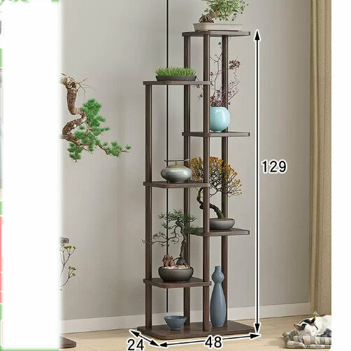 Hot selling wooden floor-standing flower stand (Zhongyun No. 2 [full walnut color] 7 layers)