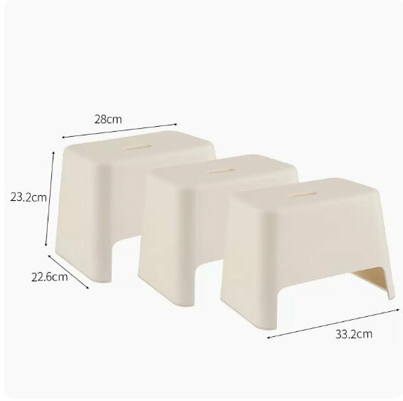 熱賣【3個裝】家用加厚塑膠小矮凳(米白色）