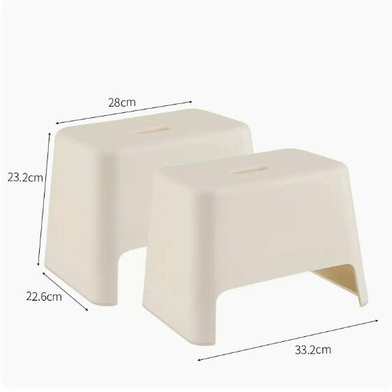 熱賣【2個裝】家用加厚塑膠小矮凳(米白色）