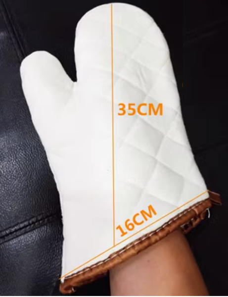 Hot style 2 heat-insulating and high-temperature resistant thickened gloves (white) (size: 35CM*16CM)